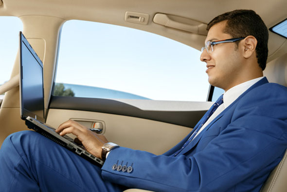 Business man in taxi